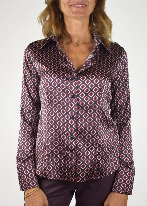 Optical Printed Silk Classic Shirt