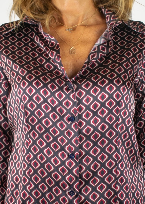 Optical Printed Silk Classic Shirt