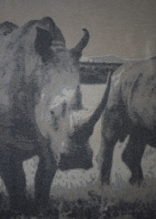 Plaid in cashmere jacquard Rinoceronti