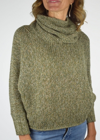 Green and Beige Mariaelena Mouliné Sweater