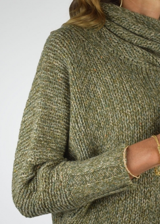 Green and Beige Mariaelena Mouliné Sweater