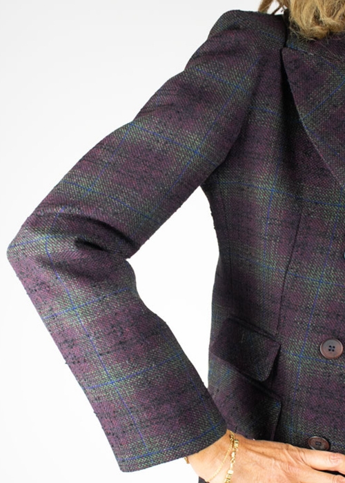 Purple Check Double Breasted Jacket