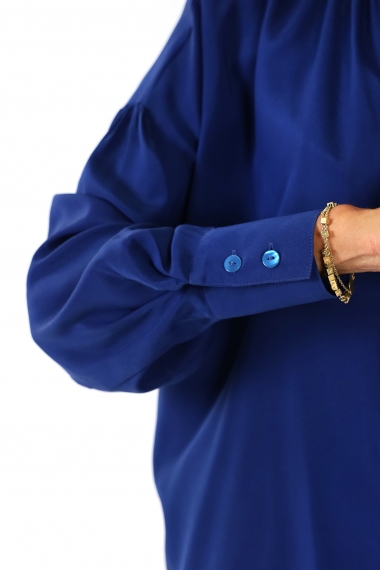 Blue Matte Silk Laura Oversized Shirt