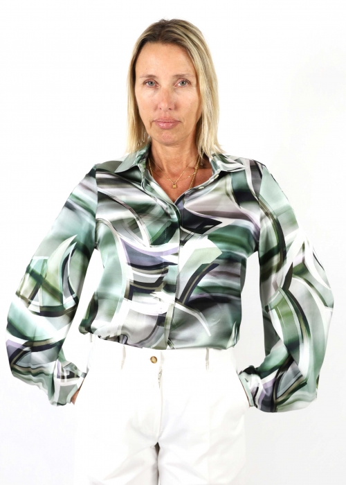Camicia Diane Cerchi in Seta Verdi