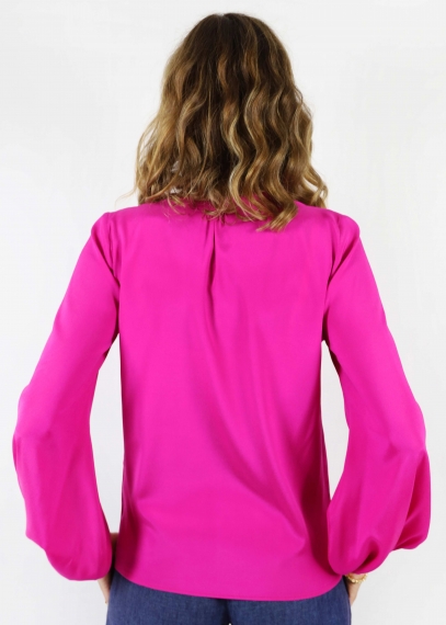 Fuxia Matte Silk Flower Shirt