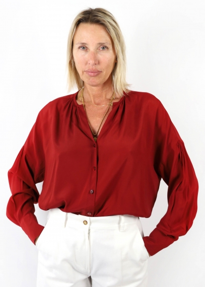 Brick Matte Silk Laura Oversized Shirt