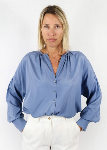 Light Blue Matte Silk Laura Oversized Shirt