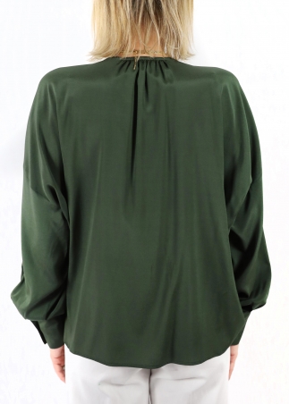 Camicia Laura Over Seta Opaca Verde
