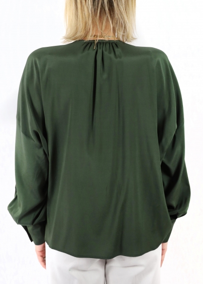 Green Matte Silk Laura Oversized Shirt