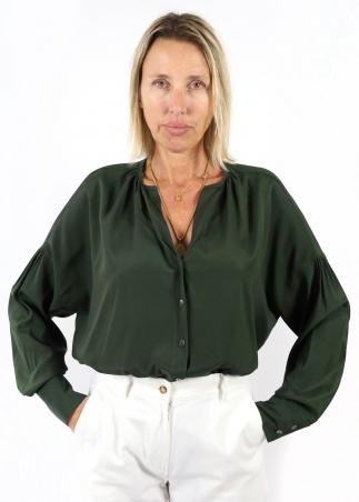 Camicia Laura Over Seta Opaca Verde