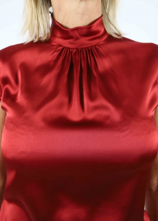 Brick Silk Ruffled Top