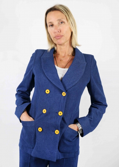 Giacca Doppio Petto Jeans Scuro