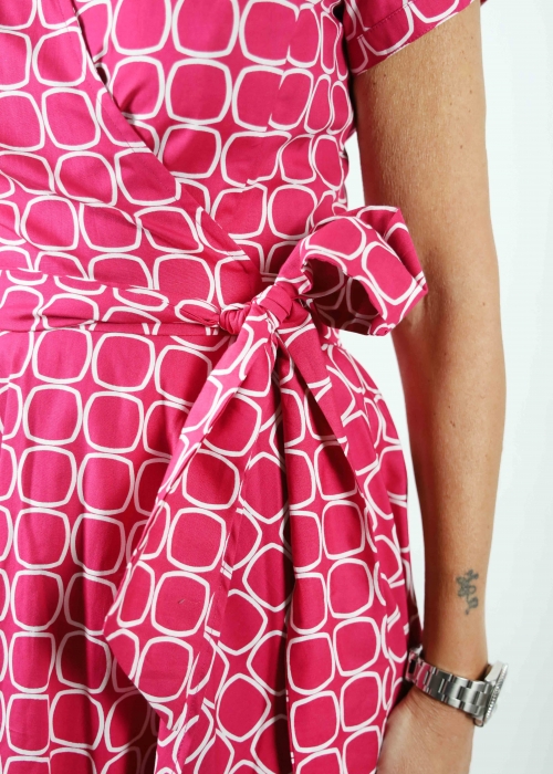 Pink Circles Wrap-around Dress