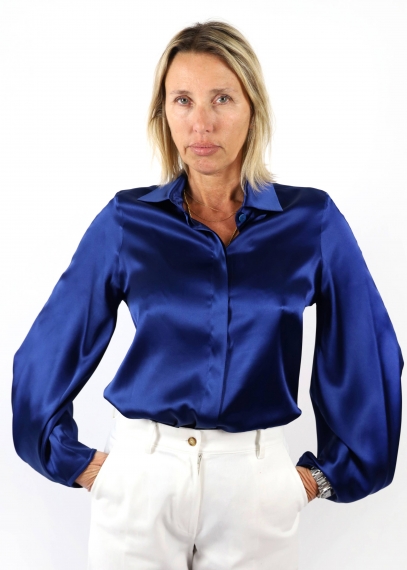 Camicia Diane in Seta Blu