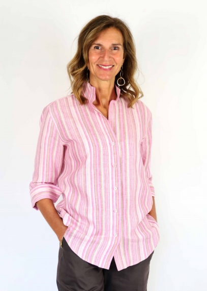 Camicia Capri in Lino Rosa