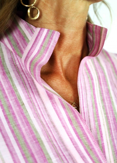 Pink Linen Capri Shirt