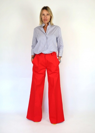 Red Cotton Twill Michela Trousers