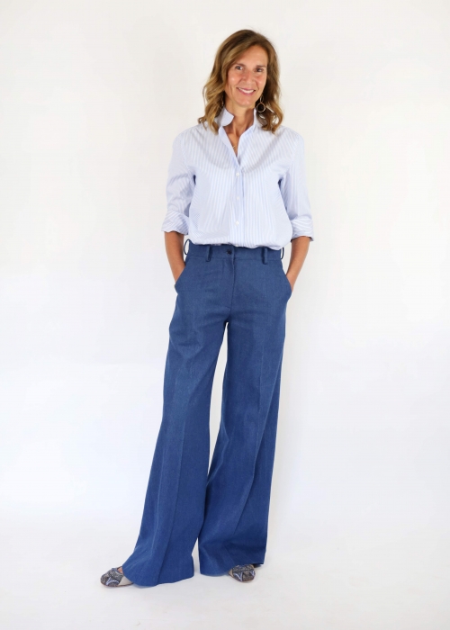 Pantalone Tailleur Denim Scuro