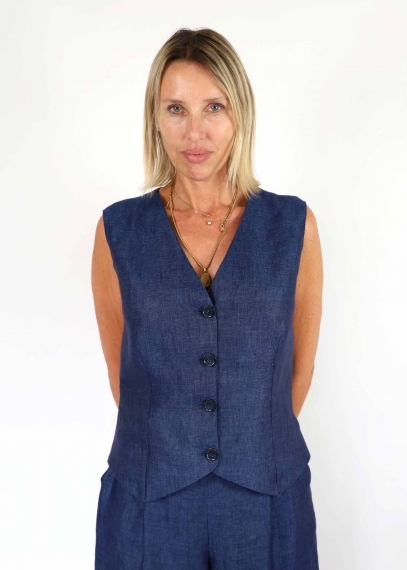 Gilet in Lino Inchiostro