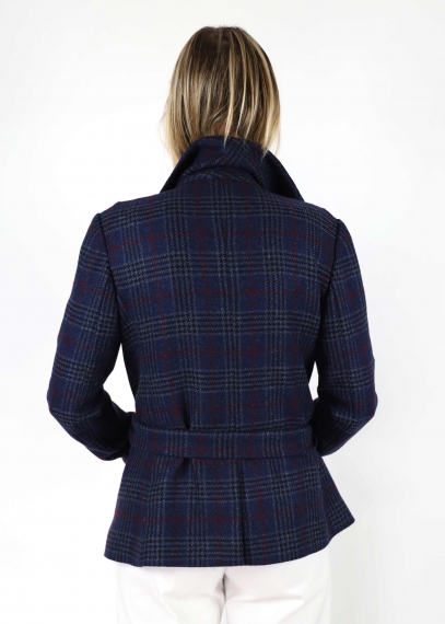 Blue Tartan Short Coat with Sash