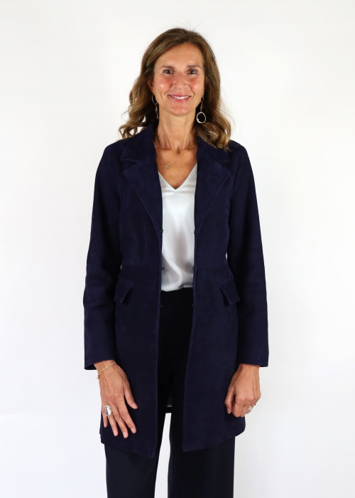 Blue Suede Duster Coat