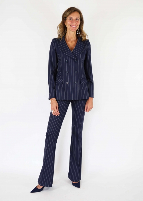 Blue and White Pinstriped Claude Trousers
