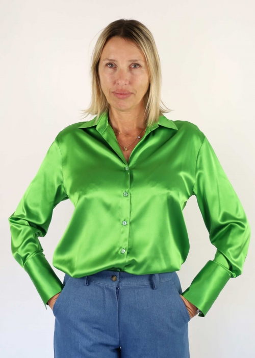 Camicia Angelica in Seta Verde prato