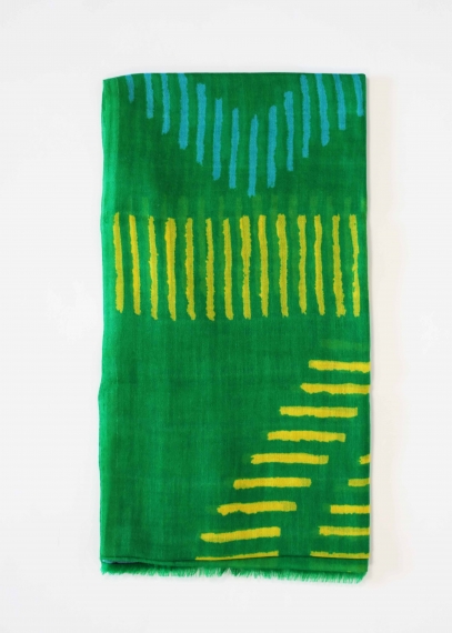 Green Yellow and light blue Light Cashmere Stole