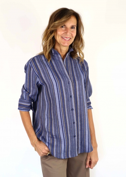 Camicia Capri in Lino Blu