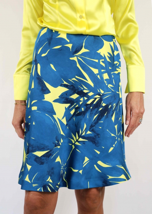 Teal Yellow Flared Skirt