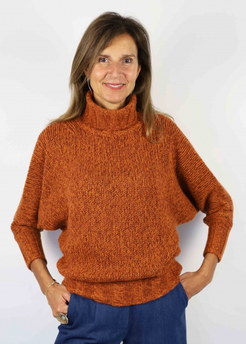 Mariaelena in pure cashmere moulinè turtleneck sweater