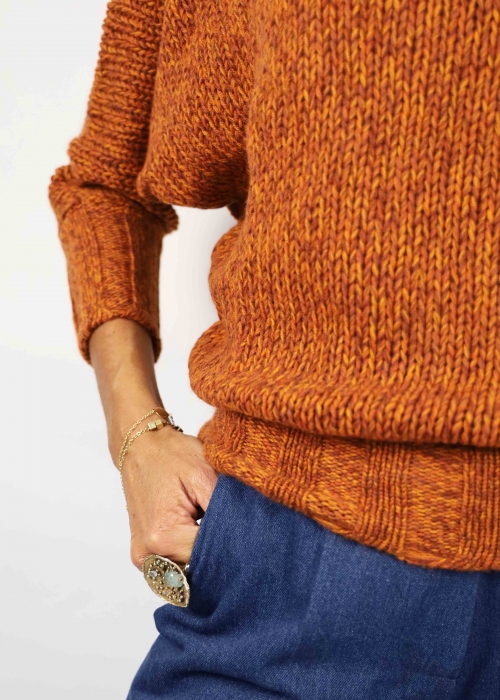 Mariaelena in pure cashmere moulinè turtleneck sweater