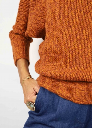 Mariaelena in pure cashmere moulinè turtleneck sweater