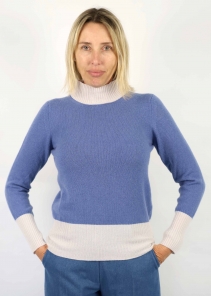 Feather in pure cashmere turtleneck sweater with contrasting details