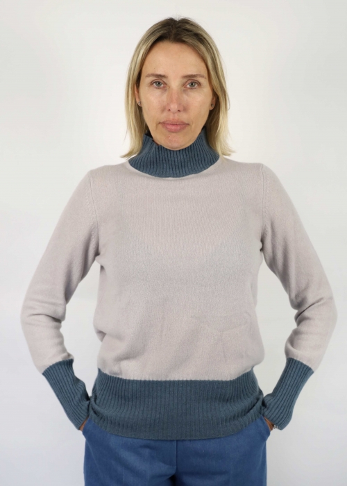 Lupetto Piuma in puro cashmere con dettagli a...