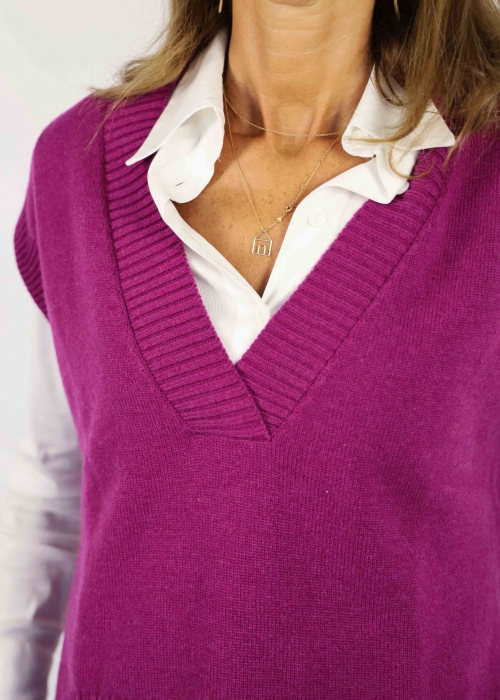 Gilet in puro cashmere con scollo a V
