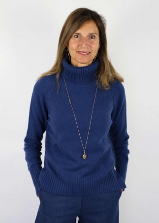 Dolcevita in cashmere blu