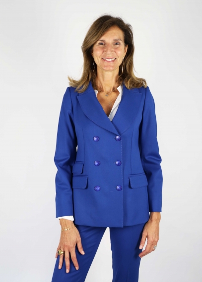 Double-breasted jacket in blue pure wool sallia