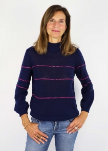 Lupetto Allegra in puro cashmere con punto sellaio blu