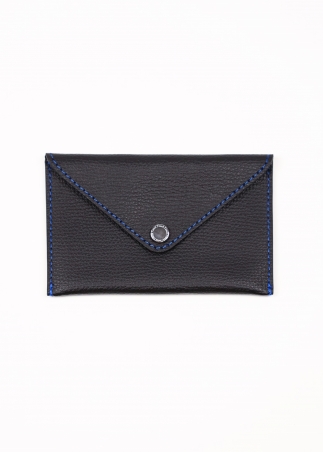 Small leather card holder with button