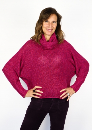 Mariaelena in pure cashmere moulinè turtleneck sweater with soft collar