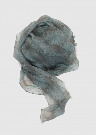 Stola In Cashmere Voile Ultralight Grigia E Azzurra