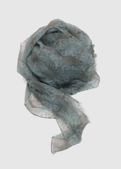Stola In Cashmere Voile Ultralight Grigia E Azzurra