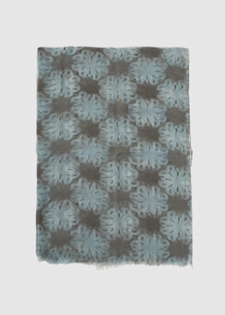 Stola In Cashmere Voile Ultralight Grigia E Azzurra
