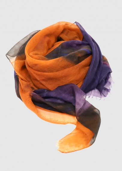 Stola In Cashmere Voile Ultralight Arancio E Viola