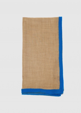 Stola in cashmere Beige con Fettuccia Cobalto