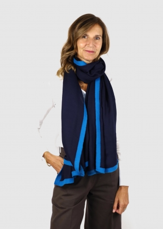 Stola in cashmere Blu con Fettuccia Cobalto
