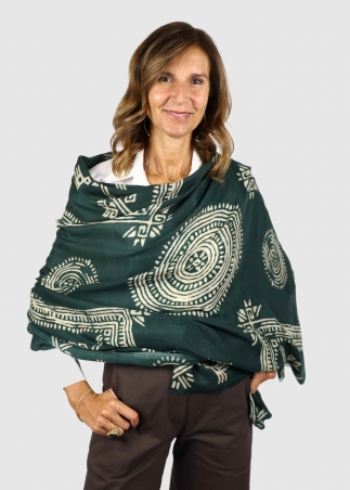 Stola in cashmere Verde e Panna