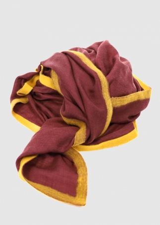 Stola in cashmere Bordeaux con Fettuccia Zafferano