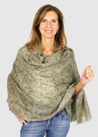 Beige and green cashmere stole